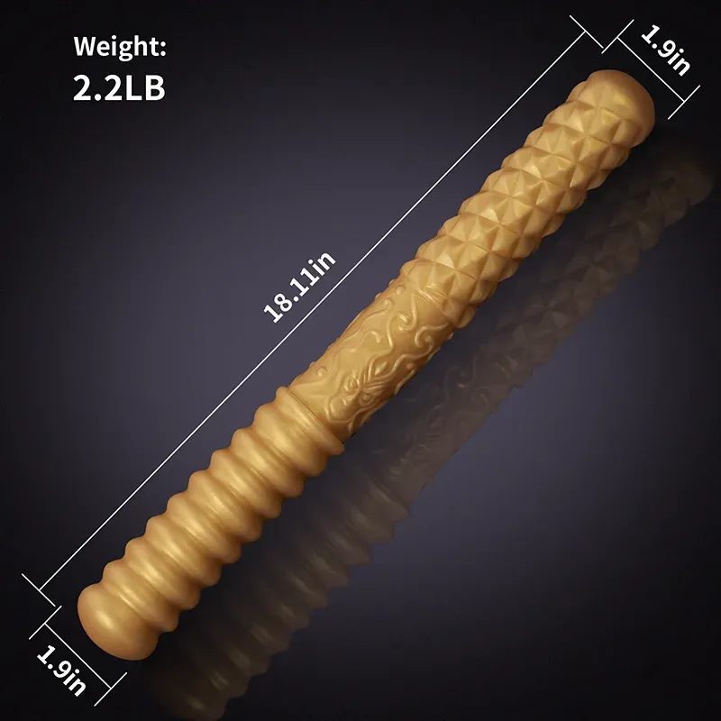 Dubbel dildo i gyllene flytande silikon 46cm