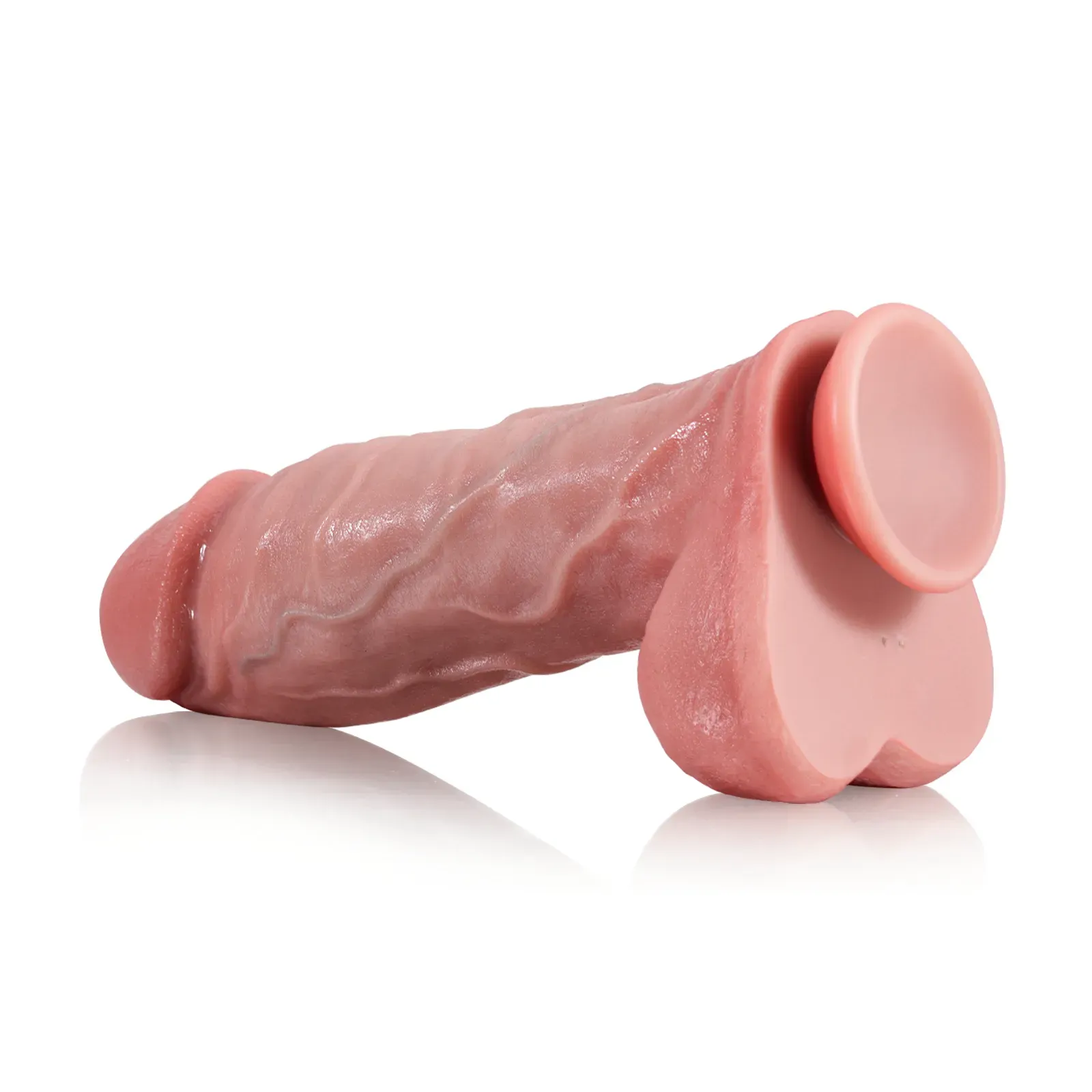 Fjärrstyrd Mjuk Silikon Thrusting Dildo med Sugpropp 23cm