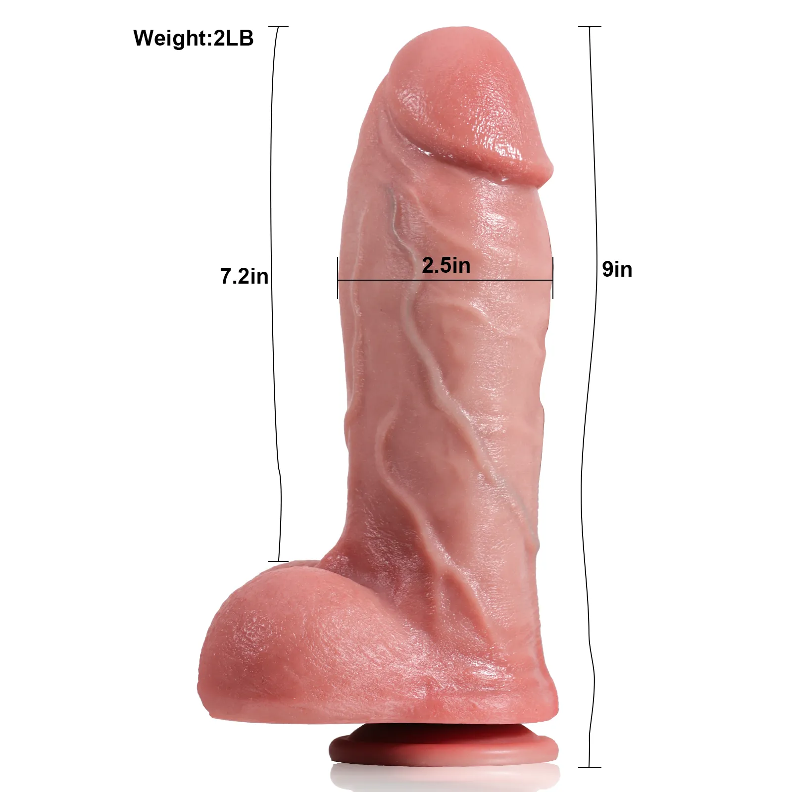 Fjärrstyrd Mjuk Silikon Thrusting Dildo med Sugpropp 23cm