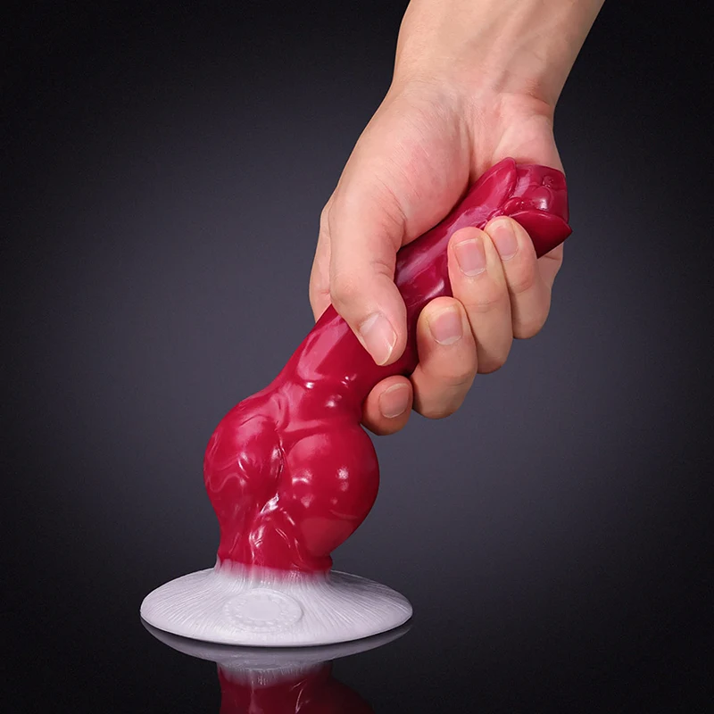 Flytande Silikon Tjock Knot Dog Dildo 21cm