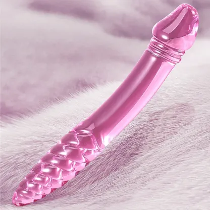 9.05 tum Dubbelhuvuds Glas Dildo Med Spiralstruktur