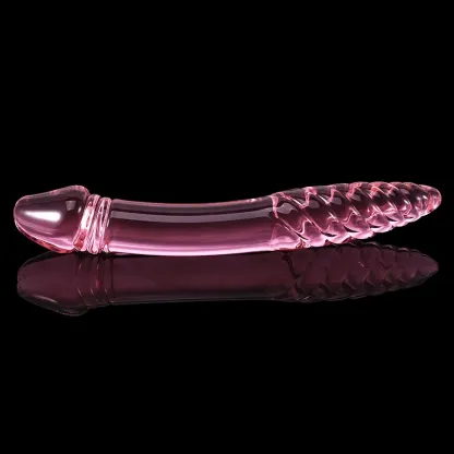9.05 tum Dubbelhuvuds Glas Dildo Med Spiralstruktur