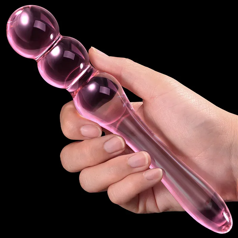 7.75 tum Glas Dildo Med 3 Analpärlor