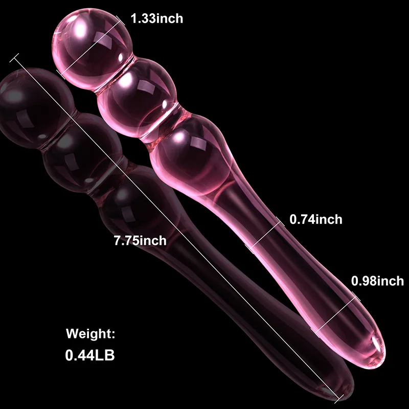 7.75 tum Glas Dildo Med 3 Analpärlor