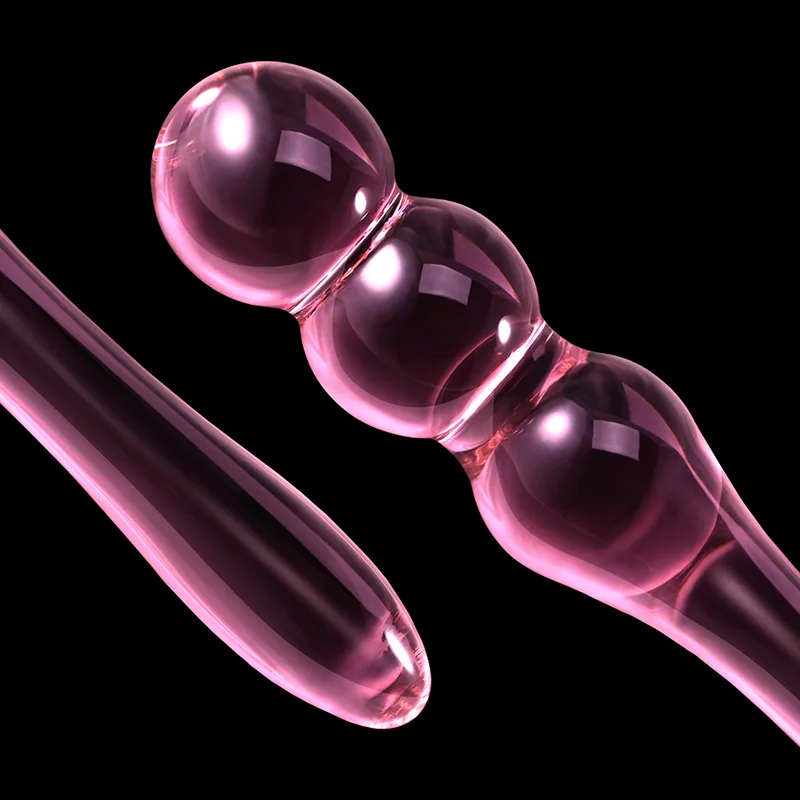 7.75 tum Glas Dildo Med 3 Analpärlor