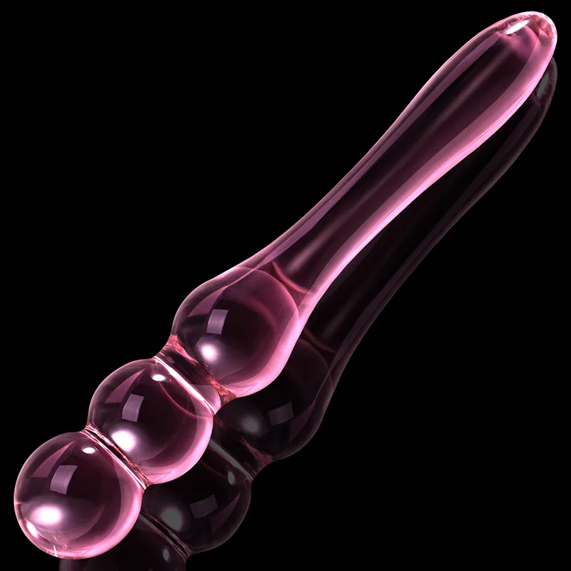 7.75 tum Glas Dildo Med 3 Analpärlor