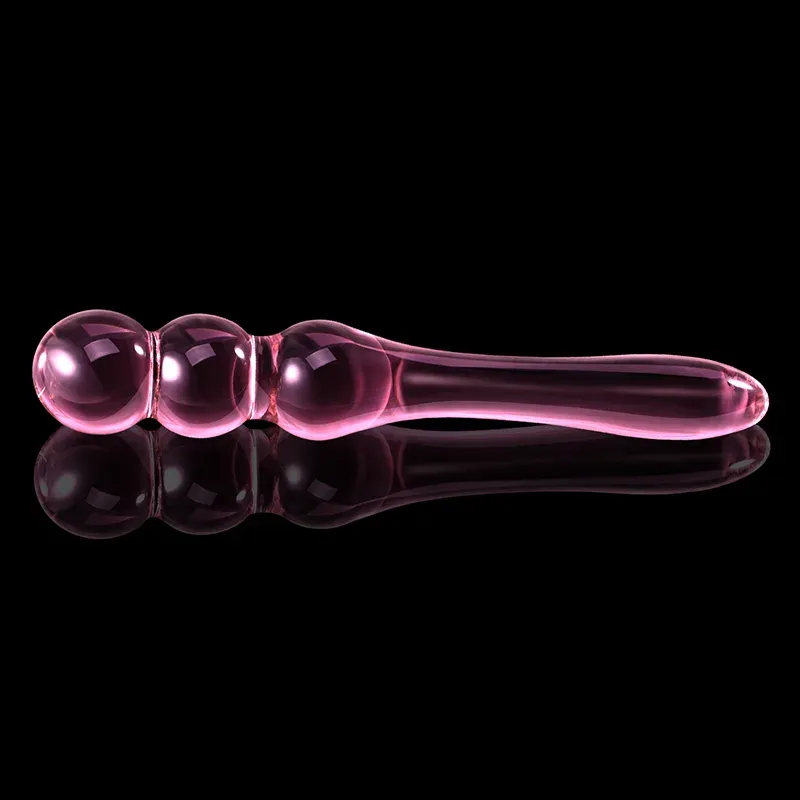 7.75 tum Glas Dildo Med 3 Analpärlor