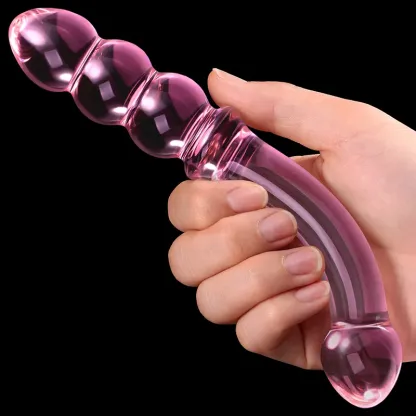 7.67 tum Krökt Analpärla Glas Dildo