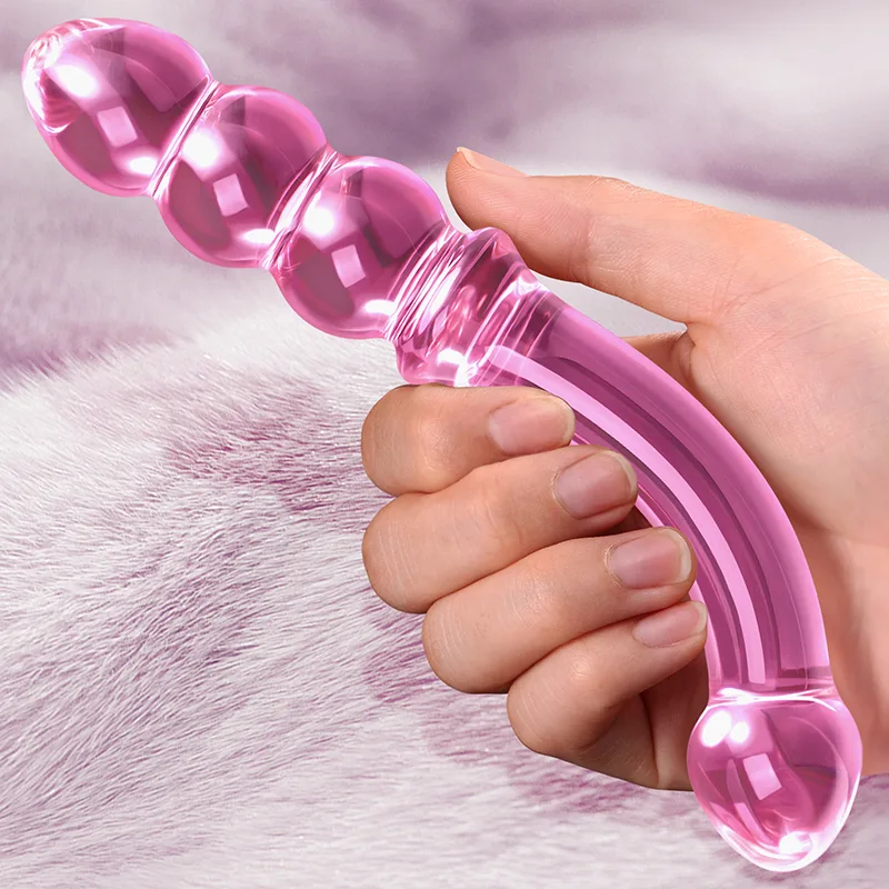7.67 tum Krökt Analpärla Glas Dildo