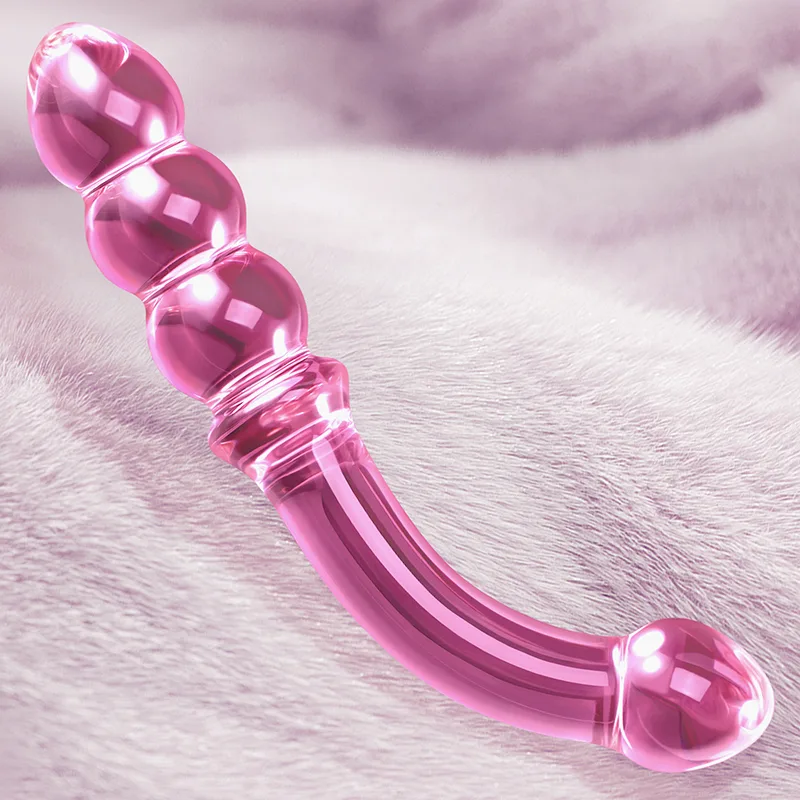 7.67 tum Krökt Analpärla Glas Dildo