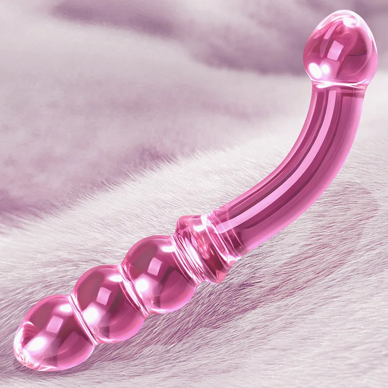 7.67 tum Krökt Analpärla Glas Dildo