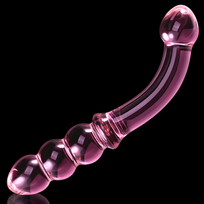 7.67 tum Krökt Analpärla Glas Dildo