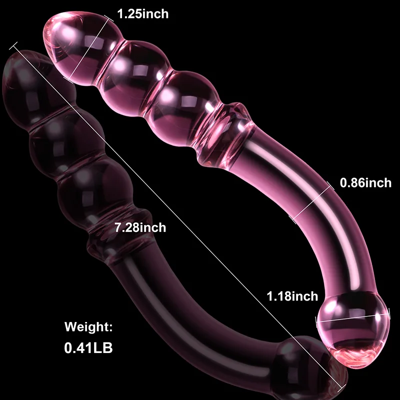 7.67 tum Krökt Analpärla Glas Dildo
