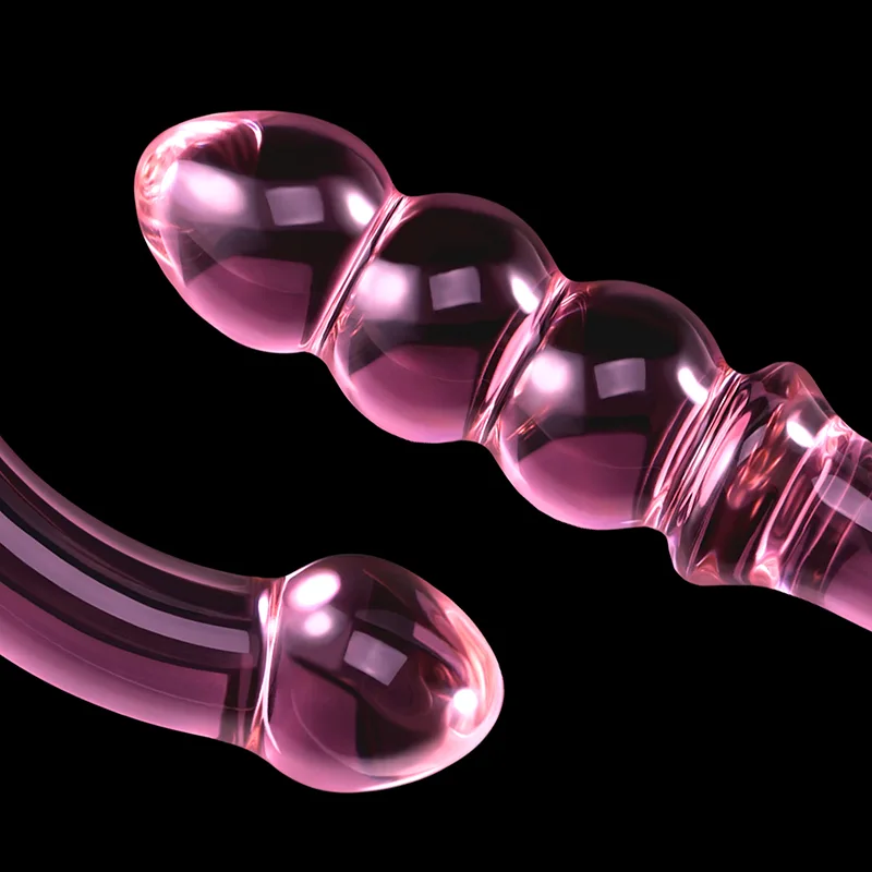 7.67 tum Krökt Analpärla Glas Dildo
