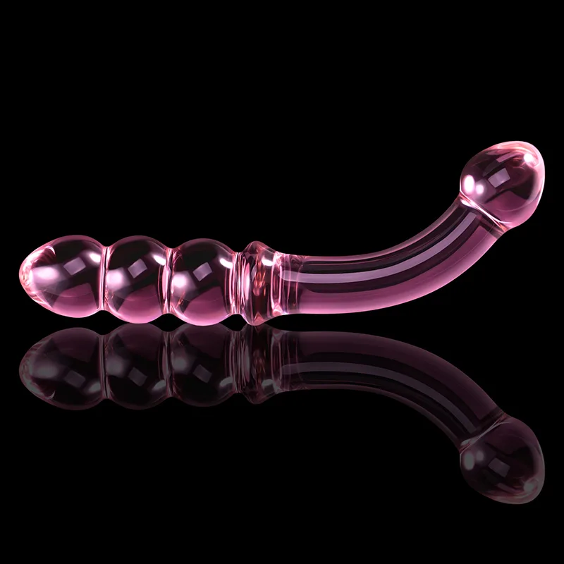 7.67 tum Krökt Analpärla Glas Dildo