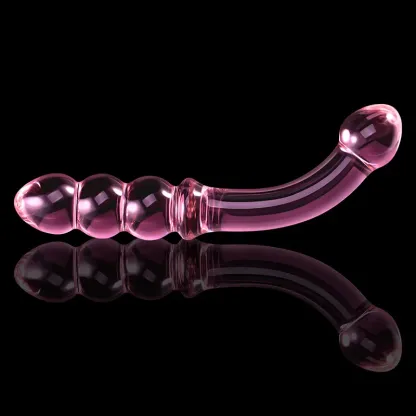7.67 tum Krökt Analpärla Glas Dildo
