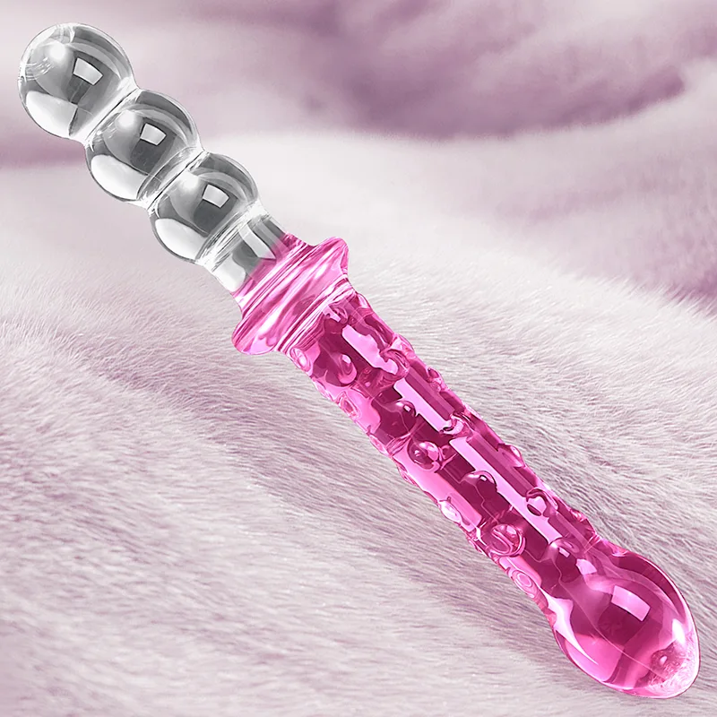 9.25 tum Dubbel Glass Dildo Med Analpärlor