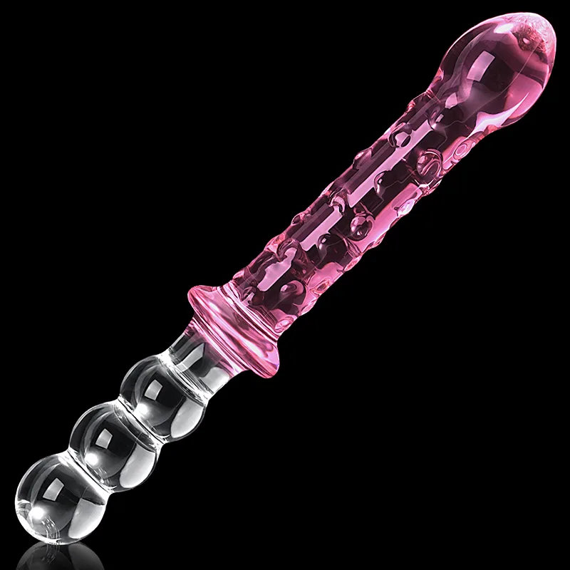 9.25 tum Dubbel Glass Dildo Med Analpärlor