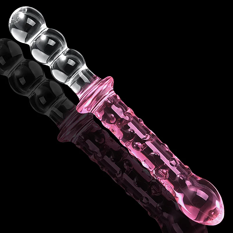 9.25 tum Dubbel Glass Dildo Med Analpärlor