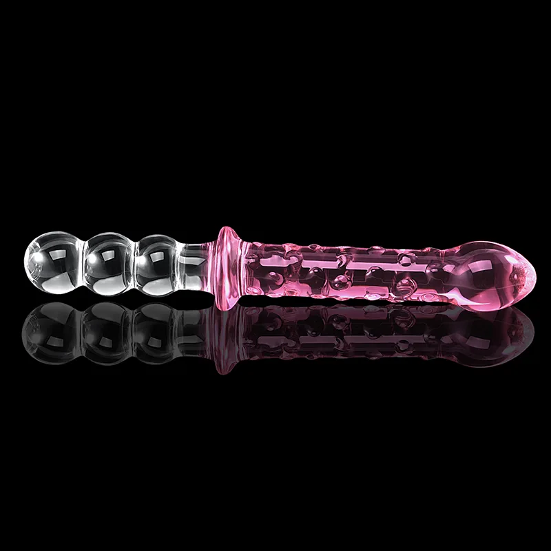 9.25 tum Dubbel Glass Dildo Med Analpärlor