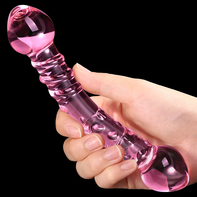7.67 tum Krökt Analpärla Glass Dildo