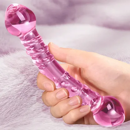 7.67 tum Krökt Analpärla Glass Dildo