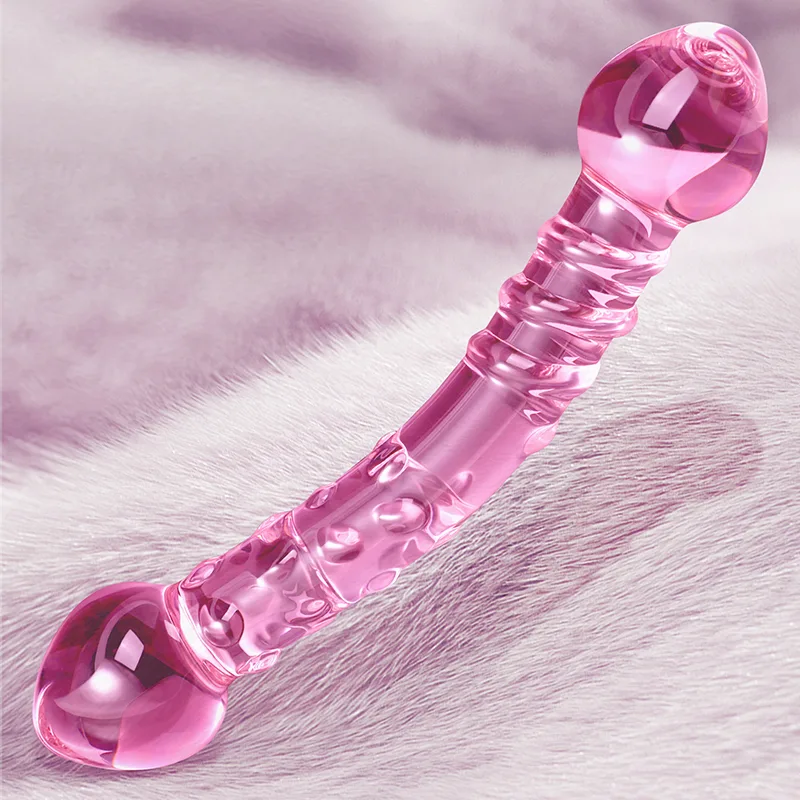 7.67 tum Krökt Analpärla Glass Dildo