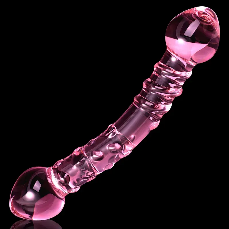 7.67 tum Krökt Analpärla Glass Dildo