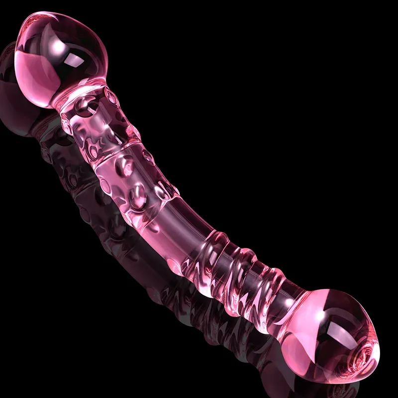 7.67 tum Krökt Analpärla Glass Dildo