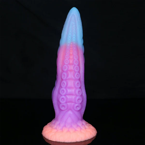 Glow In The Dark Silikon Dildo med Sugpropp 25cm