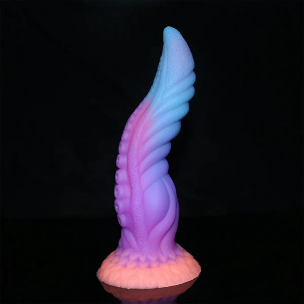 Glow In The Dark Silikon Dildo med Sugpropp 25cm