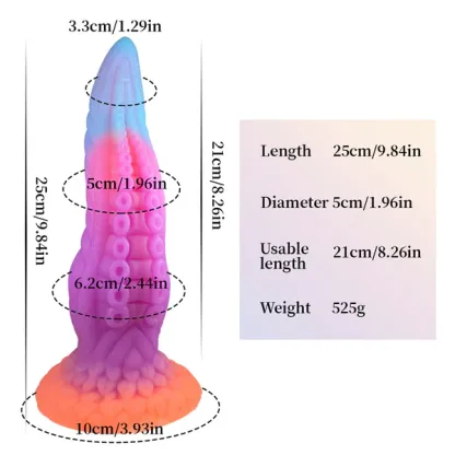 Glow In The Dark Silikon Dildo med Sugpropp 25cm