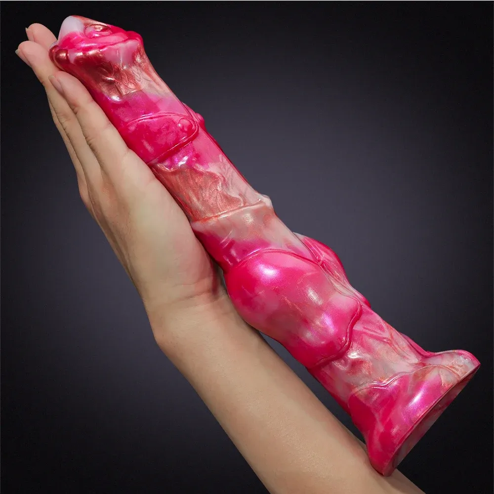 Realistisk Silikon Horse Dildo med Stor Knut 30cm