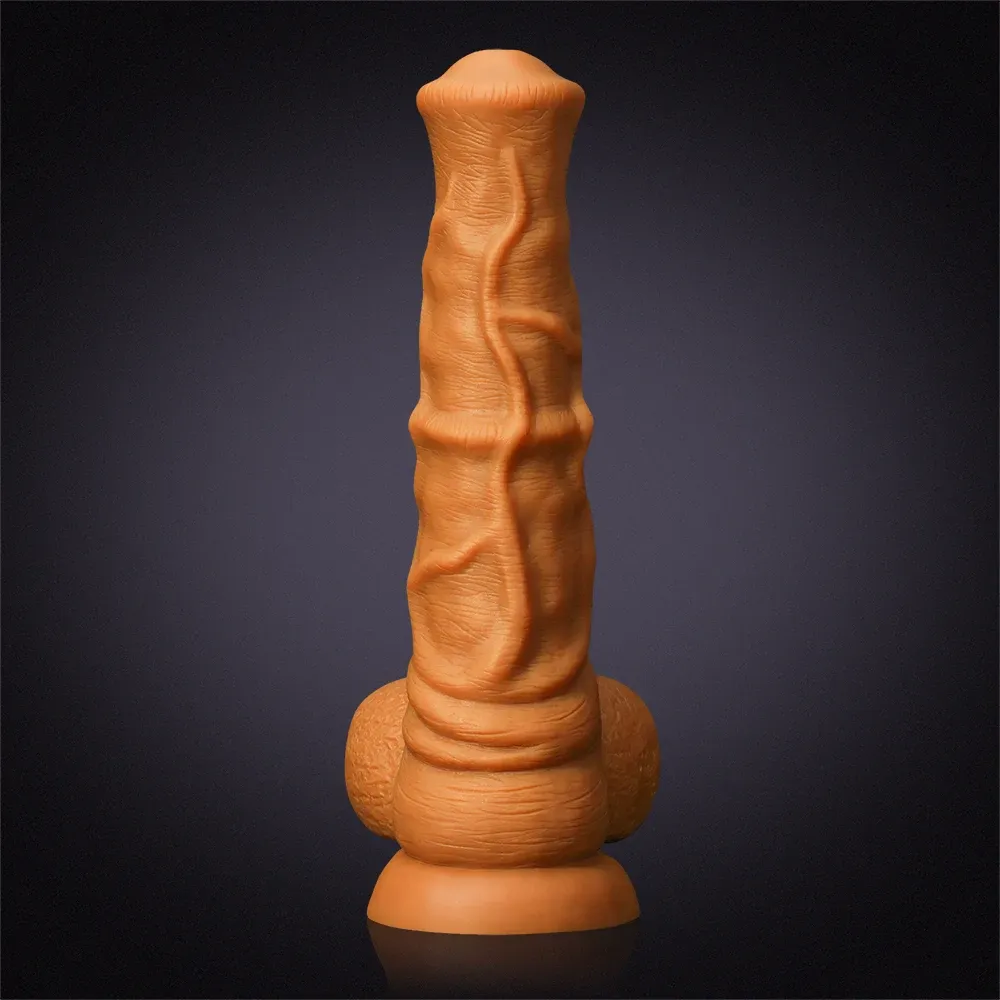 Gyllene Flytande Silikon Horse Dildo 37cm