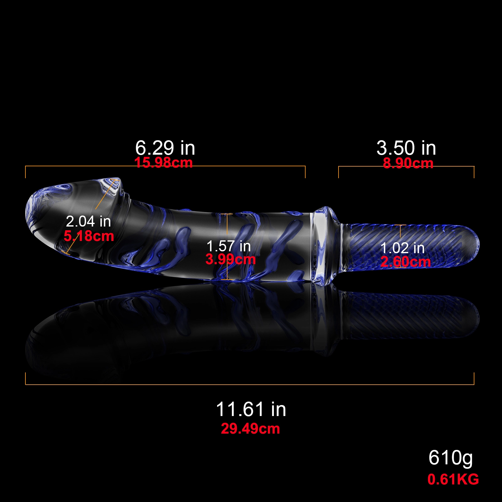 Lång Glas Dildo med Handtag 29.5cm