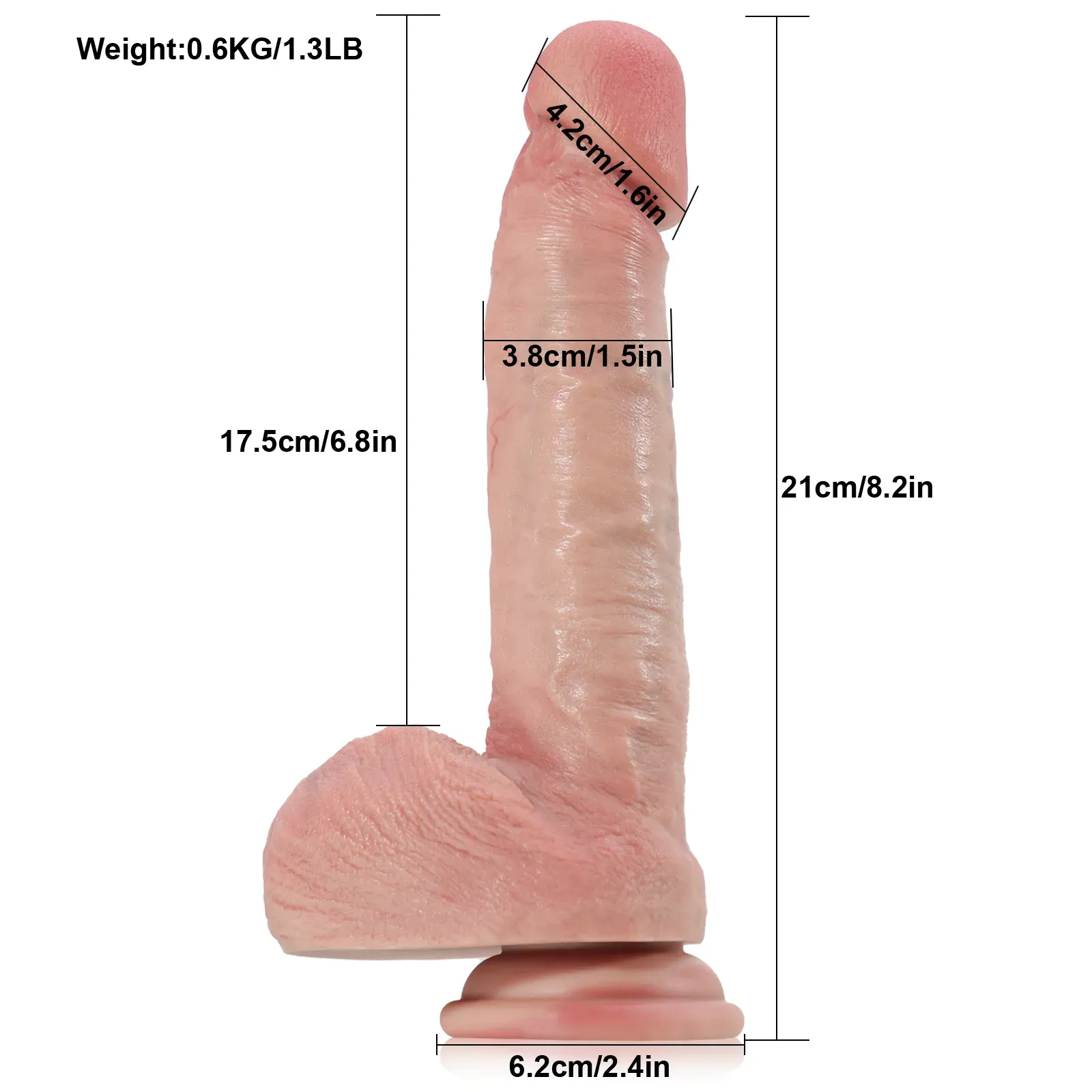 Lång Realistisk Anal Dildo med Sugpropp 21cm