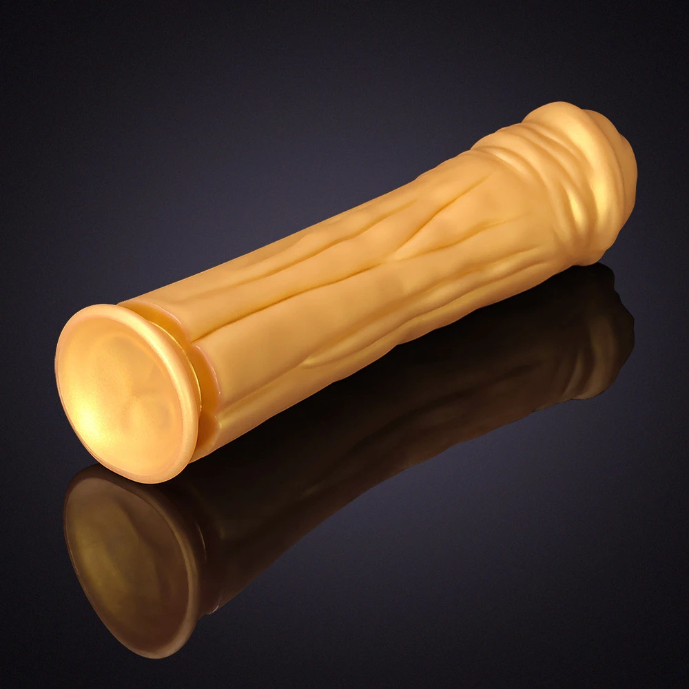 Lång Tjock Golden Silikon Häst Dildo 32cm