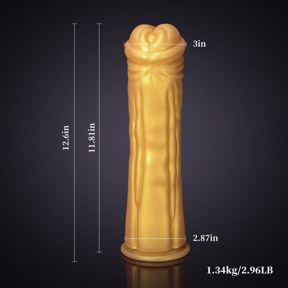 Lång Tjock Golden Silikon Häst Dildo 32cm