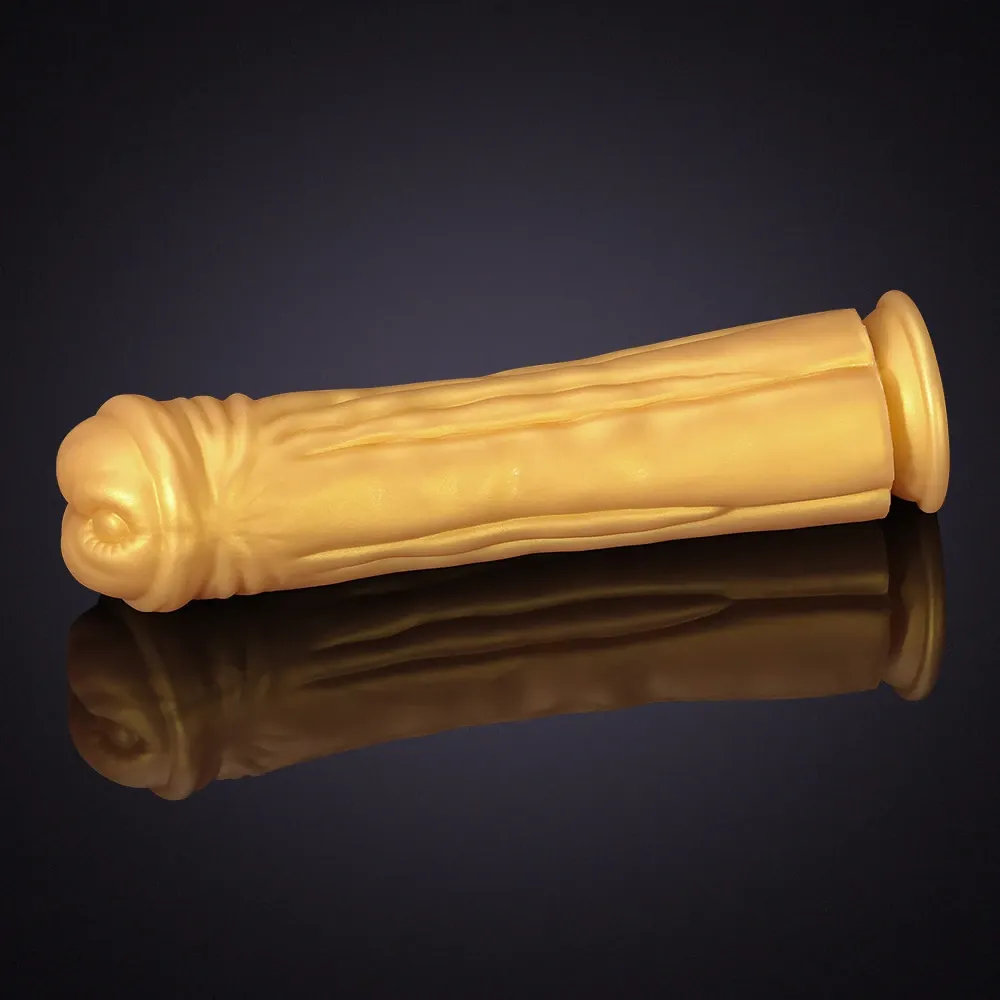 Lång Tjock Golden Silikon Häst Dildo 32cm