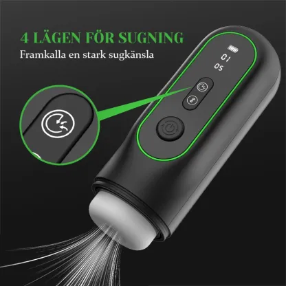 Male Masturbator med Sugande, Stötande, Vibrerande, Värmande och Röstfunktion