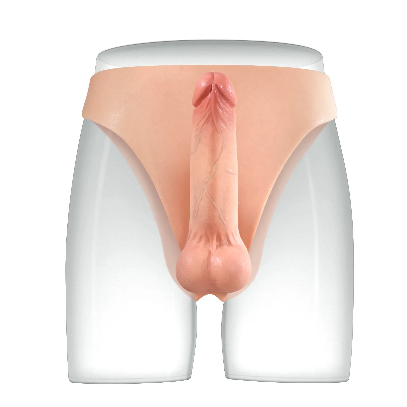 Mjuk Realistisk Strap on Silikon Dildo 