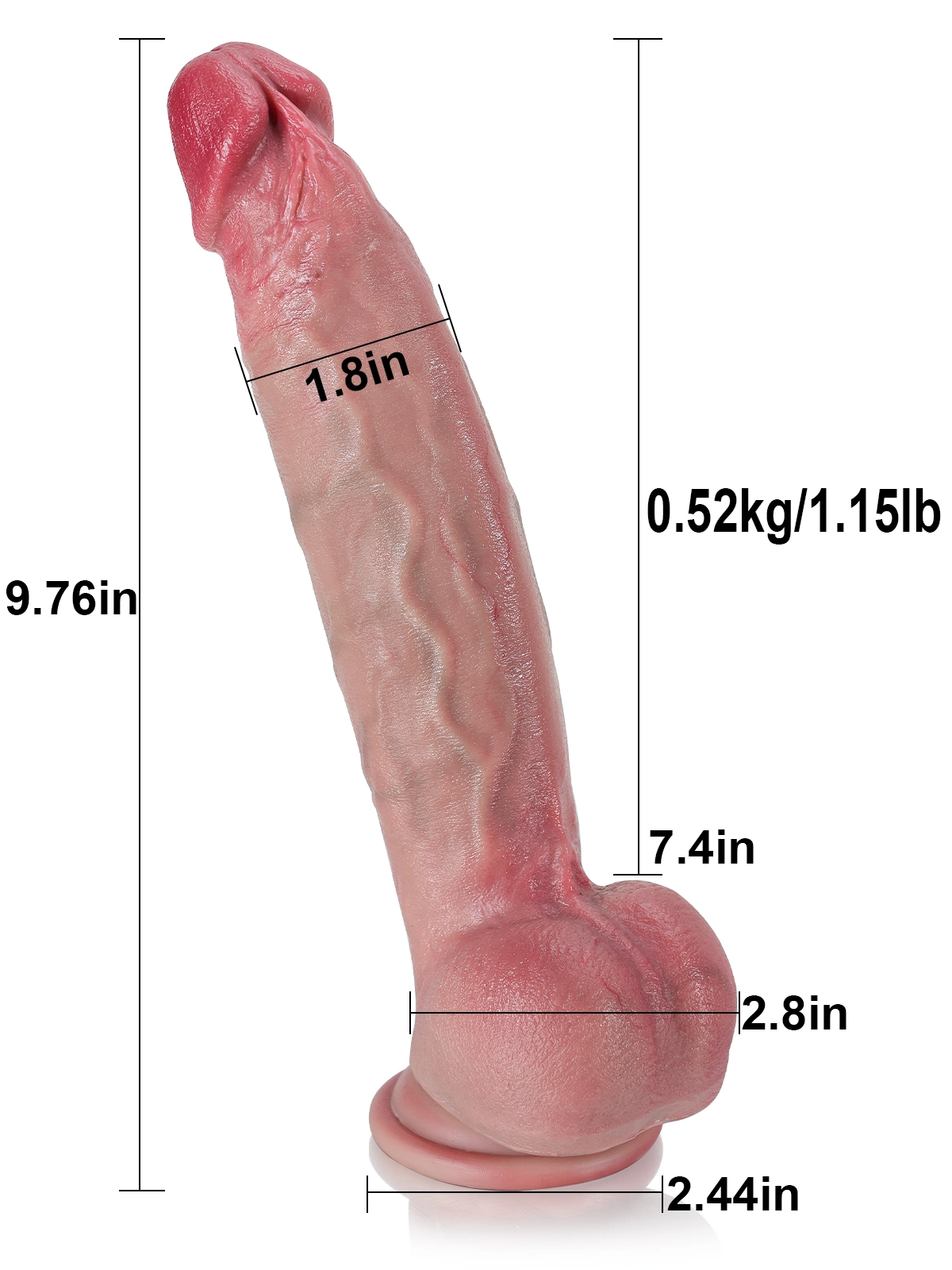 Mjuk Silikon Dildo med Sugpropp 24.79cm   