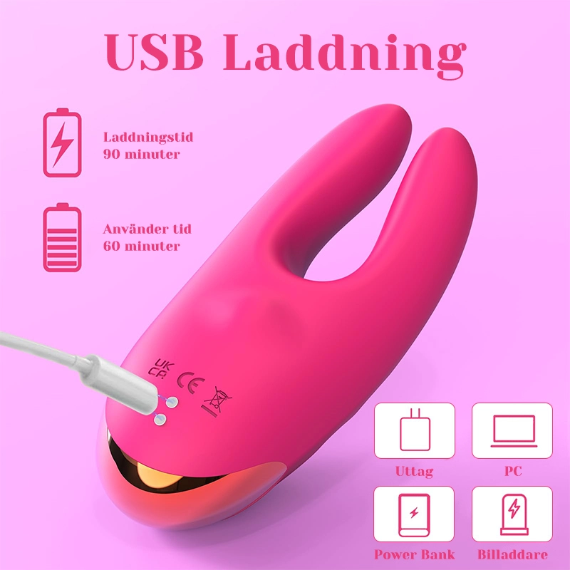 Klitorisvibrator & Nippelkroksmassager med 10 vibrations- och klämlägen