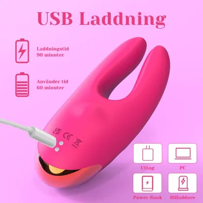 Klitorisvibrator & Nippelkroksmassager med 10 vibrations- och klämlägen