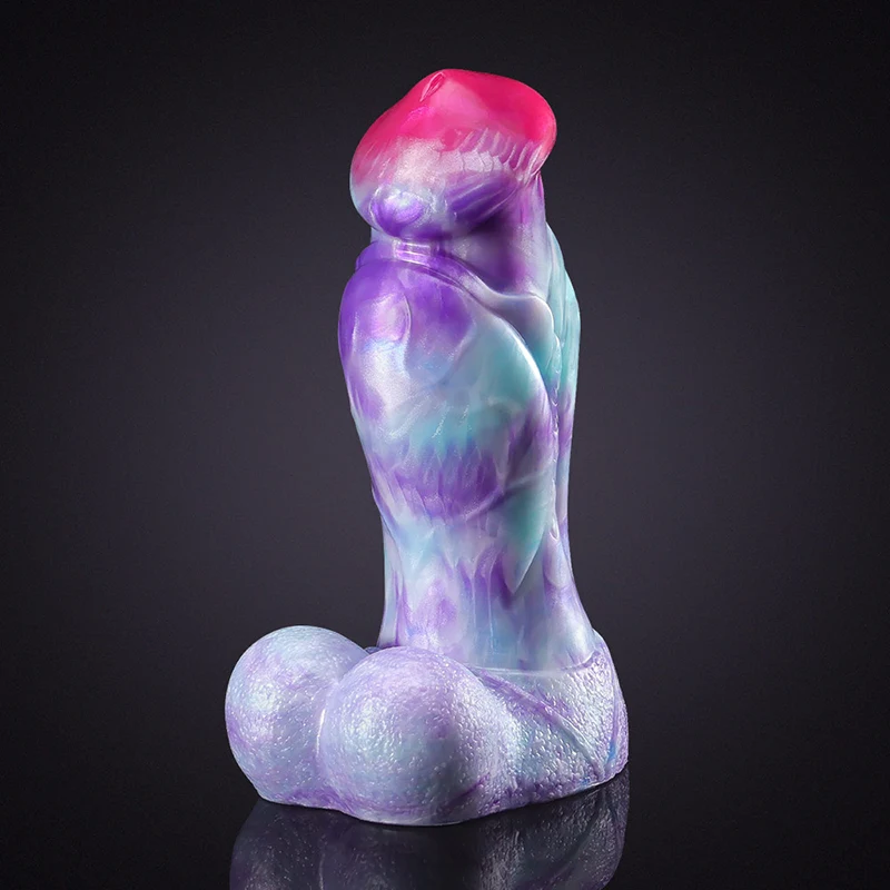 Naturtrogen Mixed Color Silikon Tjock Dog Dildo 23cm