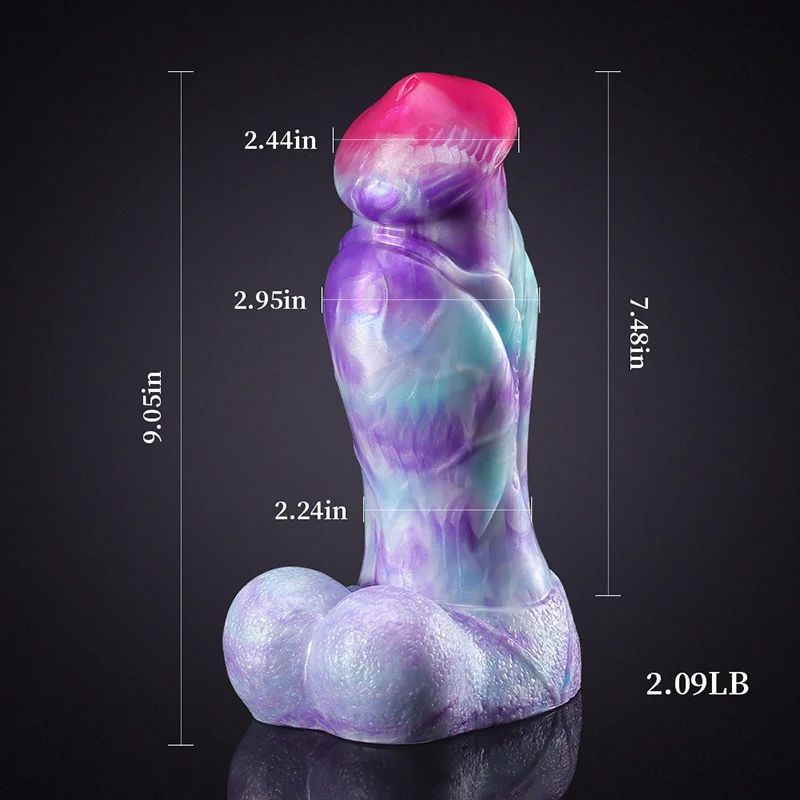 Naturtrogen Mixed Color Silikon Tjock Dog Dildo 23cm