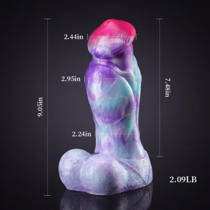Naturtrogen Mixed Color Silikon Tjock Dog Dildo 23cm