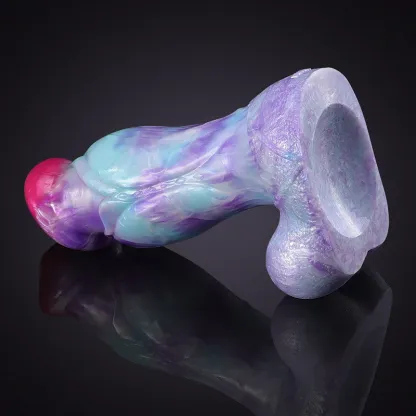Naturtrogen Mixed Color Silikon Tjock Dog Dildo 23cm