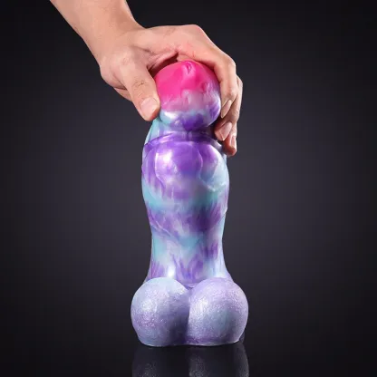 Naturtrogen Mixed Color Silikon Tjock Dog Dildo 23cm
