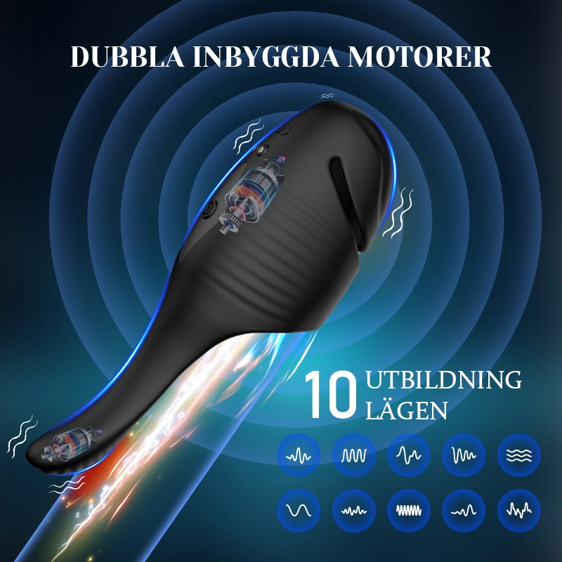 Dubbla Motorer Penis Vibrator 10 Vibrationsjusterbar Spänne